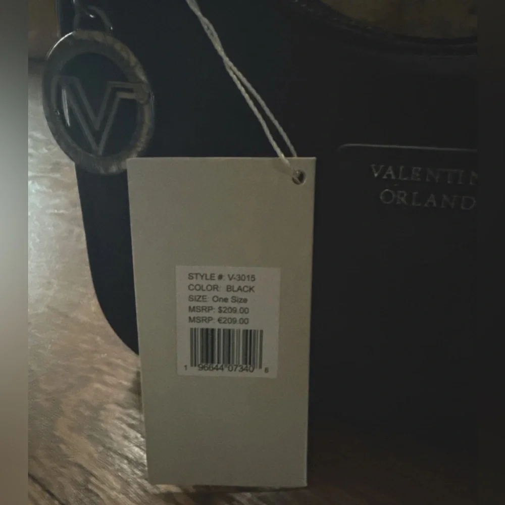 Valentino Orlandi Black Crescent Half Moon Minimal Nylon Shoulder Bag With Charm - Picture 6 of 6